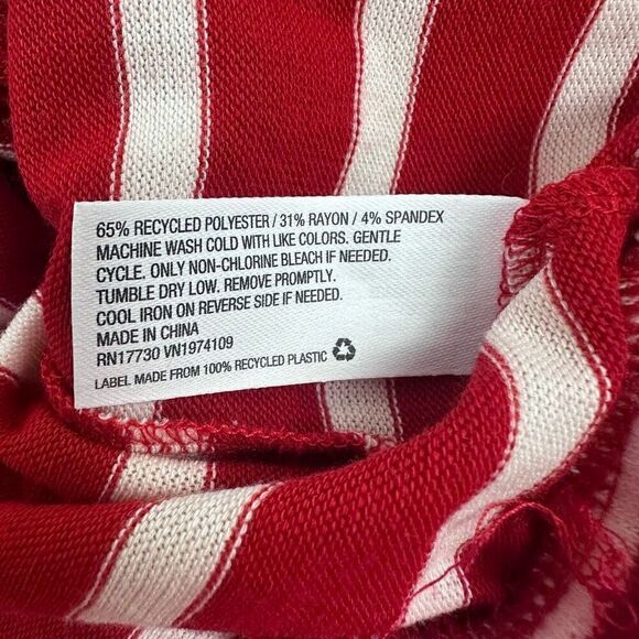 Colsie Women's L 2Pc Crop Top Pajama Lounge Set Red And White Stripes Preppy - Picture 13 of 13